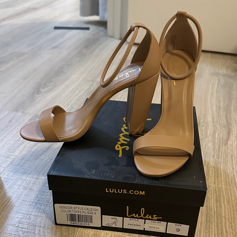 Lulus Caleigh heels in toffee nude size 9